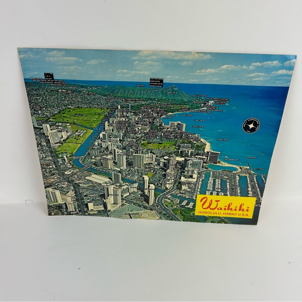 VTG 1970's 11" x 14" Oversized Waikiki Honolulu Postcard